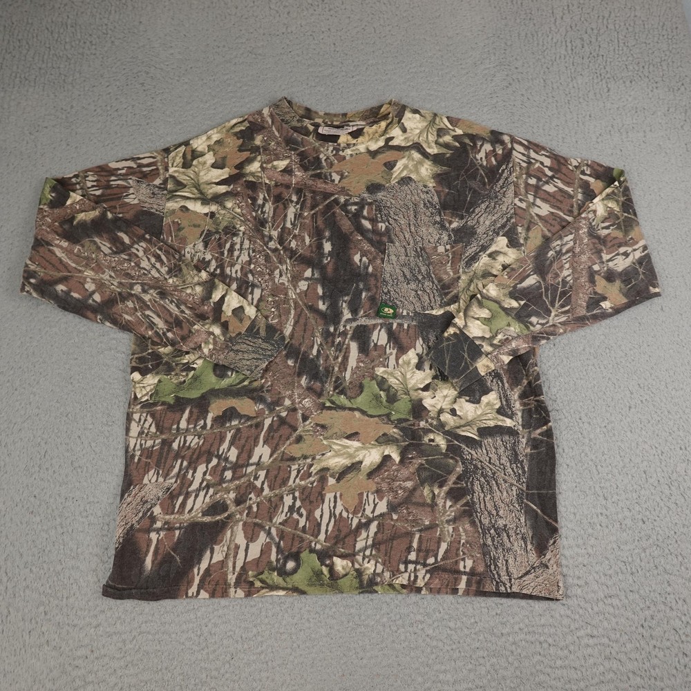 Vintage Mossy Oak Camo Shirt Mens Large Brown Long Sleeve Pocket Hunting USA 90s