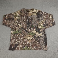 Vintage Mossy Oak Camo Shirt Mens Large Brown Long Sleeve Pocket Hunting USA 90s
