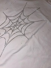 Sp5der Men’s T-Shirt White Size Medium Rhinestone Spider Web Brand New