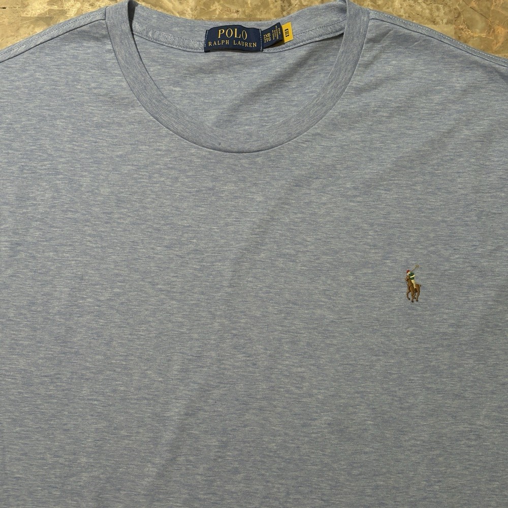 Polo Ralph Lauren Shirt Mens 2XB Big 2X Blue Short Sleeve Pima Soft Flesh Pony