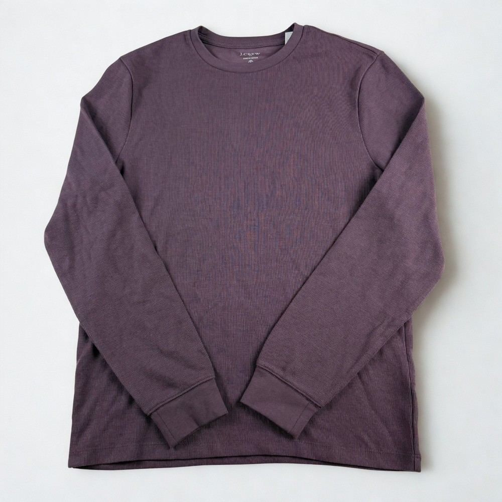 NWT J.Crew Long Sleeve Thermal Shirt Mens S Purple Ribbed Crewneck Basic Preppy