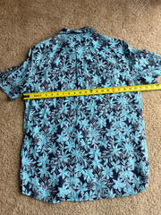 Vineyard Vines Linen Shirt Mens Small Blue Floral Hawaiian Camp NWT Resort