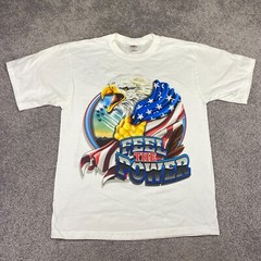 The Power Of Freedom Shirt Men’s Large American Flag Eagle Jets MAGA Pride Y2K