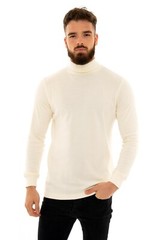 Mens Roll Neck Cotton Lightweight Jumper T-Shirt Turtle Funnel Long Sleeve Tops
