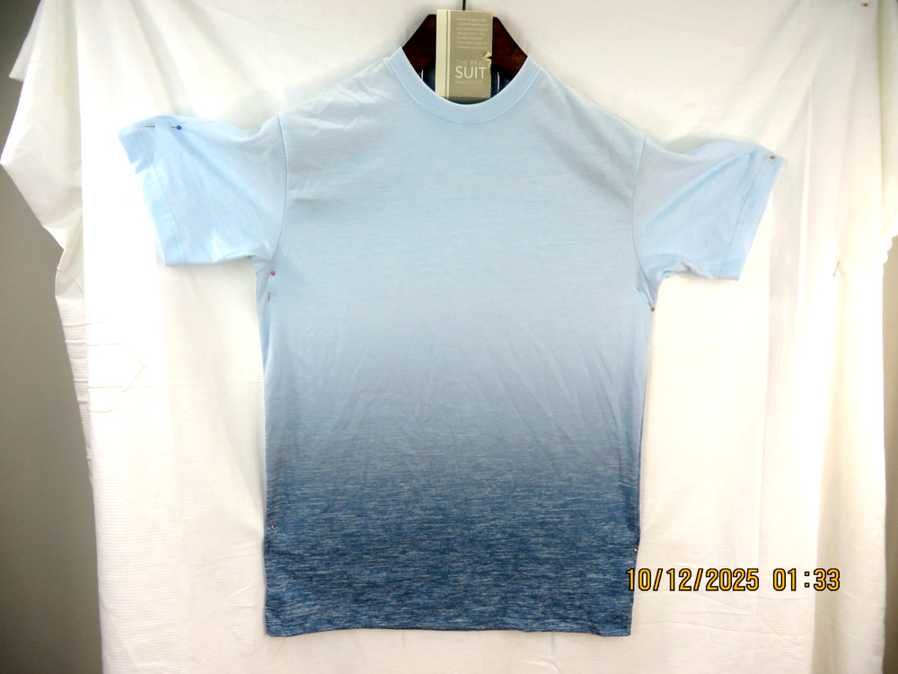 UNBRANDED SZ M NWOT Polyest/Cotton Men’s 3 Tone Marled Blue Crew Neck T- Shirt
