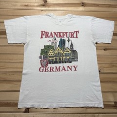 Vintage 90s Frankfurt Germany Skyline Clock Tower Shirt Size Large Single Stitch
