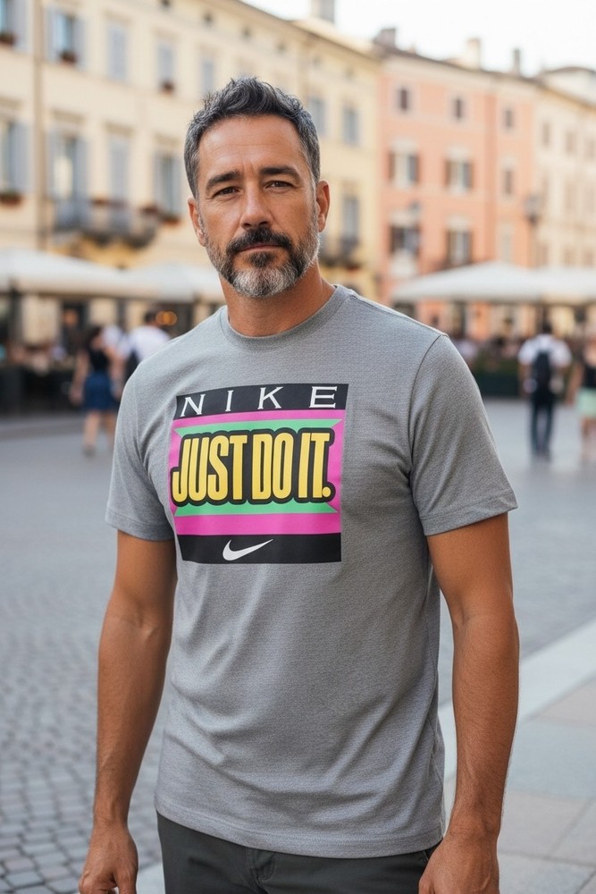 Nike Mens ‘Just Do It’ Big Logo Graphic Tee, Gray, Size: X-Large