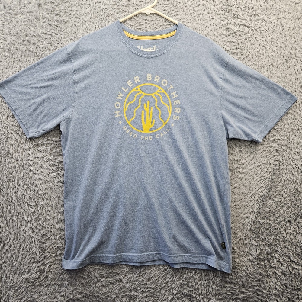 Howler Bros Graphic T Shirt Cactus Sun Men XL Blue Heed the Call *Pinhole back