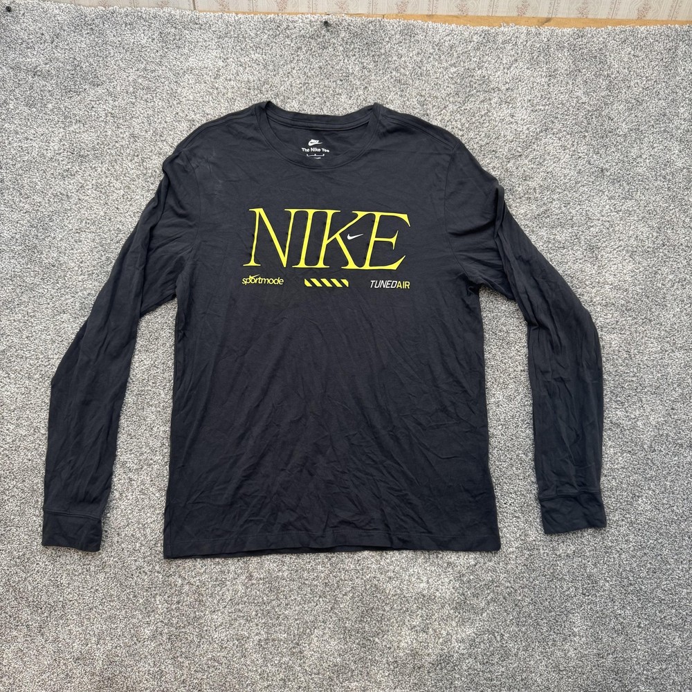 Nike Shirt Medium Black Yellow Sportmode Tuned Air Graphic Tee Streetwear