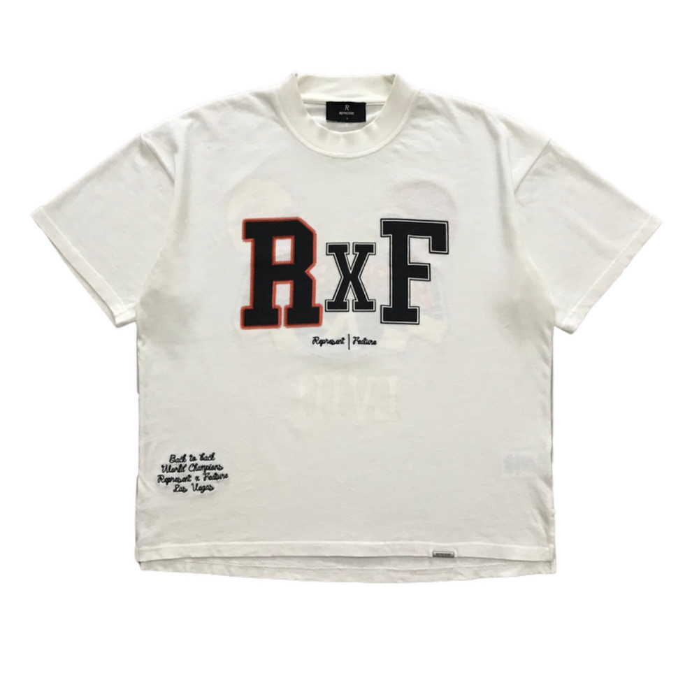 REPRESENT x Feature Champions T-Shirt Oversize Tee Flat White Men’s Size S