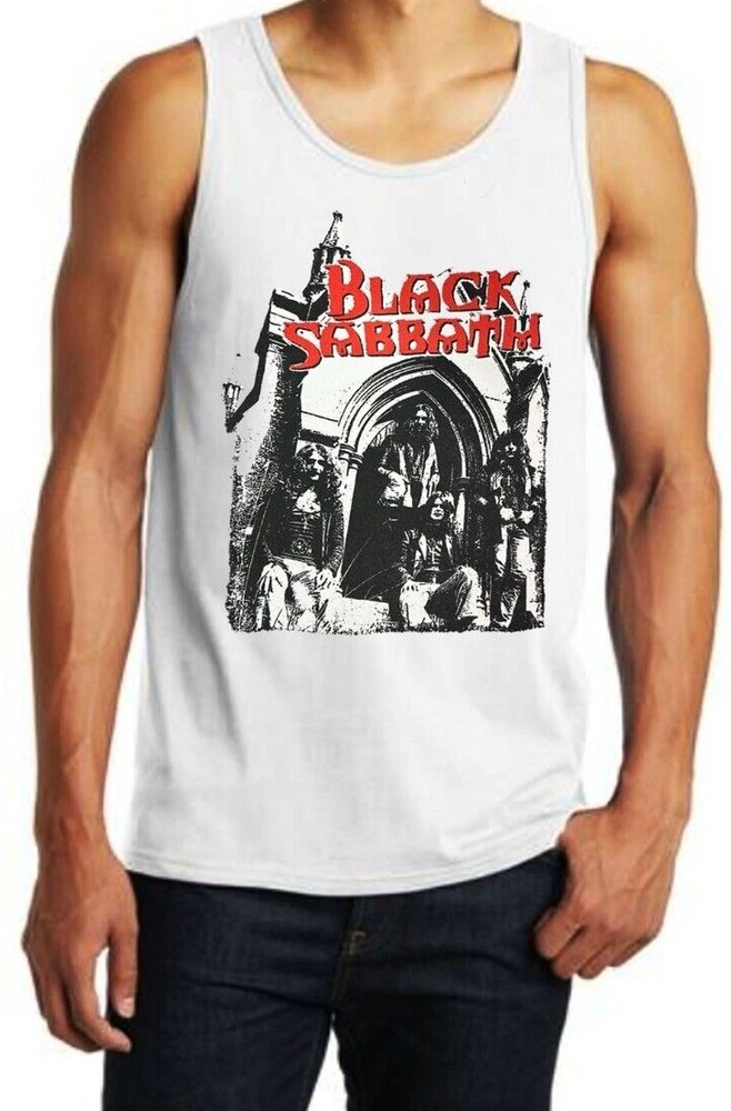 Black Sabbath Vintage Heavy Metal Rock Band White Tank Top Men’s Sizes