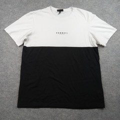 Sonneti Shirt Mens Large Black White Colorblock Cotton Crewneck Short Sleeve