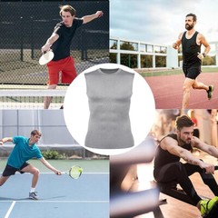 Mens Slimming Activewear Compression Vest T-Shirt QUICK DRY Tank Tops 2 Pack Top