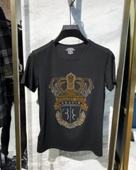 New Fashion Crown Trend Rhinestone Summer Cotton Short Sleeve Luxury Men T-Shirt