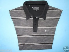 7 Diamonds Contrast Collar Stripes Men Polo T-Shirt Black Charcoal XL