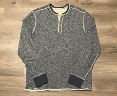 J Crew Wallace & Barnes Henley Thermal Men’s Large Long Sleeve Marled Blue
