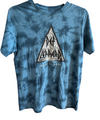 Def Leppard Rock Of Ages Men’s L Blue Tie Dye Band Tee Shirt Short Sleeve