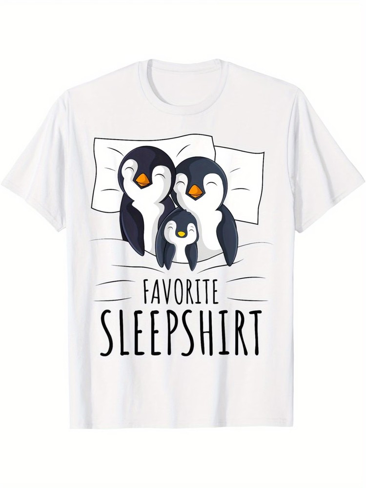 Sleeping Penguin Pyjamas Penguin Lover Favorite Sleepshirt T-Shirt Summer Comfor