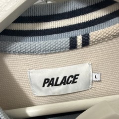 Palace Striped Knit Pullover Sweater Crew Neck Blue Beige Black White Size L