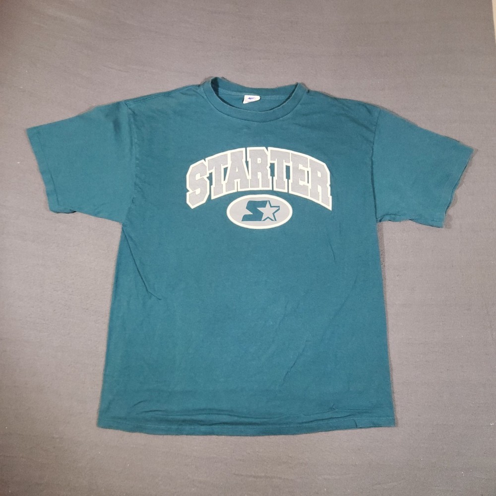 Vintage 90s Starter Logo T-Shirt Mens Size Xl Green Single-Stitch