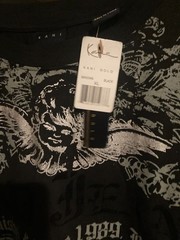New NWT Black Vintage Y2k Karl Kani Gold Gothic Grunge T Shirt Mens XL Hip Hop