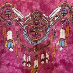VTG Native American Dreamcatcher Tee Ragtops Tie Dye Feathers Aztec Large USA