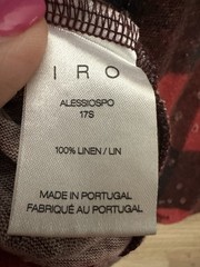 IRO ALESSIO TEE in BUFFALO CHECK Red Black Medium 100% Linen Distressed #AAA5-4