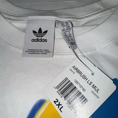 Adidas Originals Airbrush LS MUL Long Sleeve T-Shirt White 2XL NWT Trefoil Logo