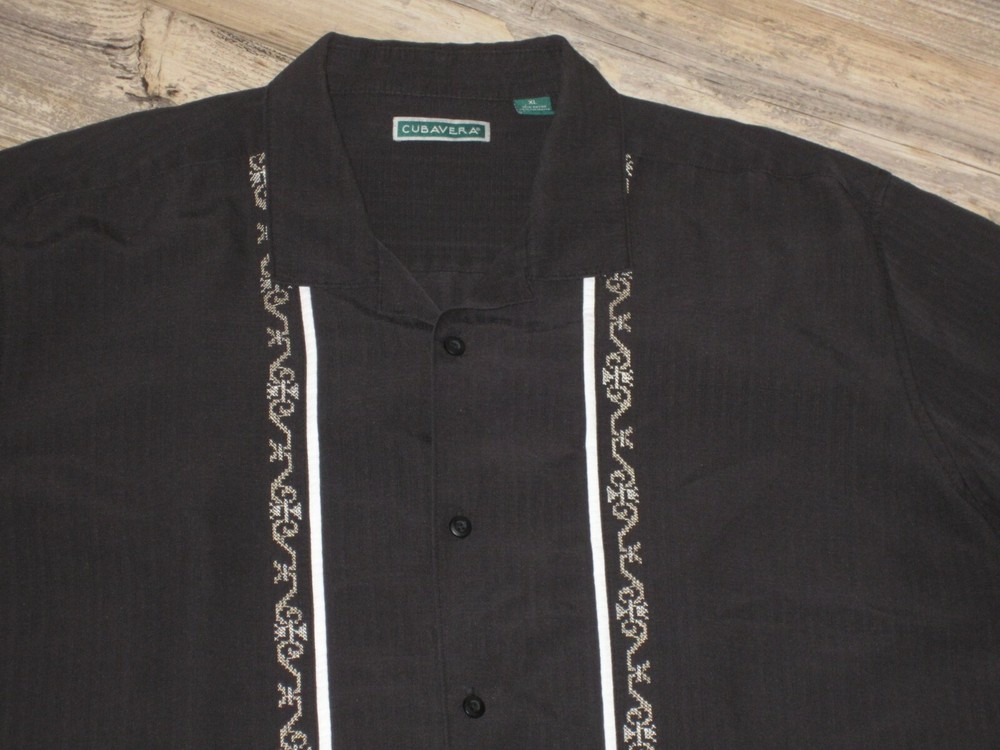 MENS XL SHIRT CUBAVERA CHEST 48 LENGTH 31 75 RAYON 25 POLYESTER VG CONDITION