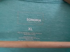 Sonoma Men’s Classic Marled Aqua Polyester Blend Crewneck Short Sleeve Shirt XL