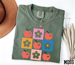 Floral Teacher Shirt Checkered Teacher Icons Back To School Teacher Gift Tee