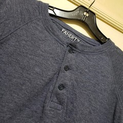 Faherty Shirt Mens XL BLue Henley Pullover Soft Cloud Cotton Stretch Pima Cotton