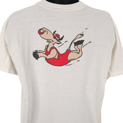 Vintage Swimming Cow T Shirt Mens Size XL White 90s Missouri Valley Masters USA