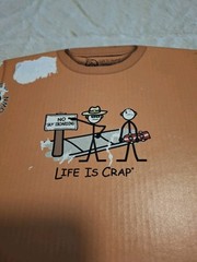 Life Is Crap No Skateboarding T Shirt Adult M Orange Sheriff Funny Men’s NEW