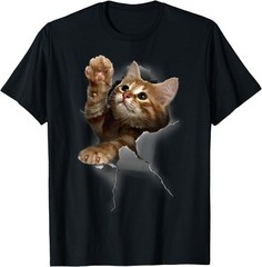 Lovely Kitten Cracked Wall T-Shirt Cats Tee Shirt Gifts T-Shirt