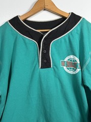 Vtg Everlast T Shirt Mens M Green Henley Long Sleeve Boxing Graphic Sportswear
