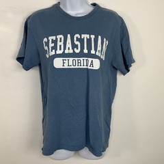 Delta Pro Weight T Shirt sz M Blue Sebastian Florida Retro Tourist Chic Casual