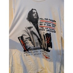 Russ Rap Artist DIEMON White Stay Winning Pull the Trigger Long Sleeve Shirt LG
