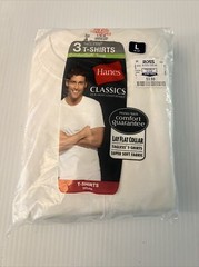 2010 Hanes Classic Tagless 3 pack T-Shirt Comfort Lay Flat Collar Tagless NEW