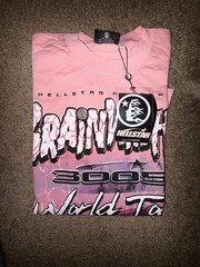Hellstar Brainwashed 3005 World Tour Pink Graphic Logo Cotton Tee Men’s L