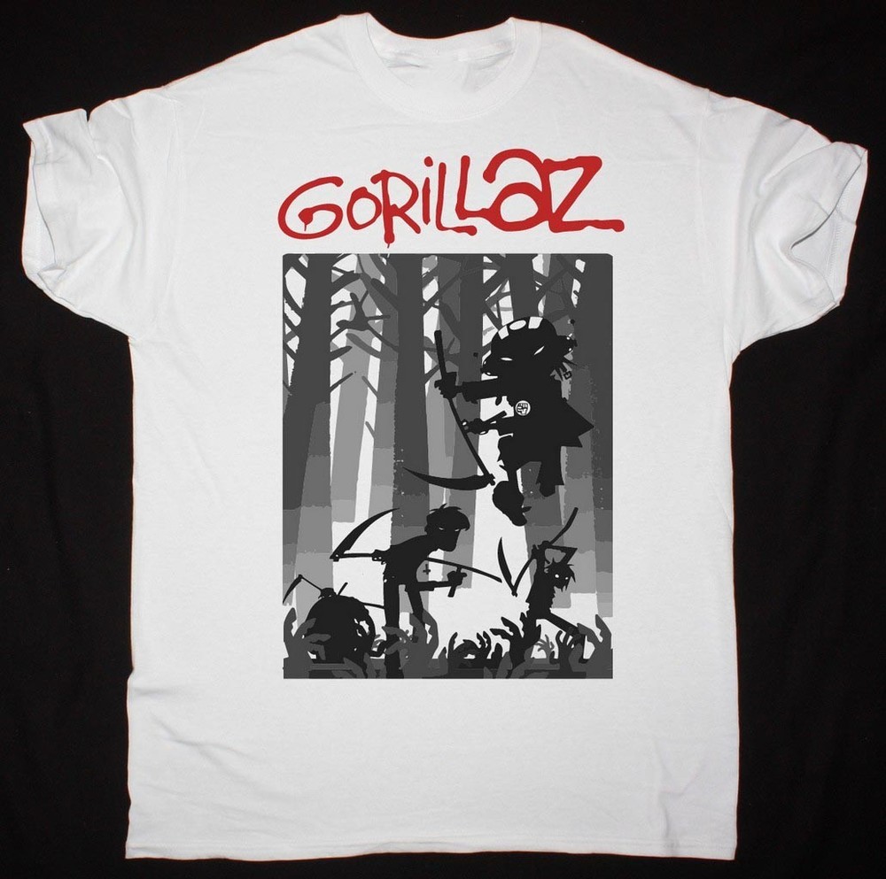 VTG GORILLAZ BAND FOREST Heavy Cotton White S-5XL T Shirt For Fans BT510