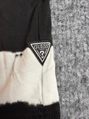 Guess Black & White Striped Embroidered T‑Shirt – Size M – Tie‑Dye Style