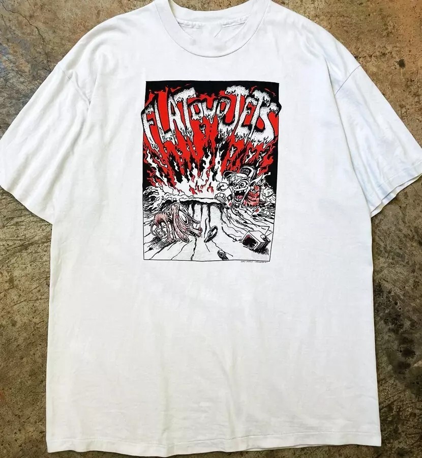 Vintage 90s Flat Duo Jets Short Sleeve White All Size S-5XL T-Shirt AE128
