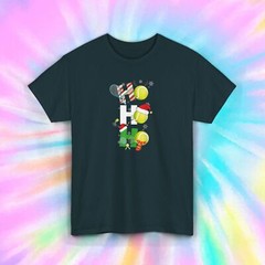 Ho Ho Ho Tennis Christmas Holiday Festive Sports Gift Graphic Tee S-5XL
