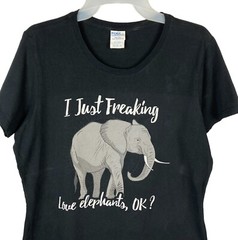 I Just Love Elephants Tee T-Shirt Elephant Short Sleeve Port & Co Ring Spun FADE