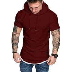 Camiseta Con Capucha Camisa De Algodón De Manga Corta Moda Deportivo Para Hombre