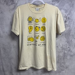 Vintage Smiley Face History of Art T Shirt Large Short Sleeve Y2K 2002 Painter