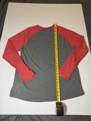 Men’s XL Gray Red Raglan Baseball Shirt Triblend Soft Long Sleeve Tee New