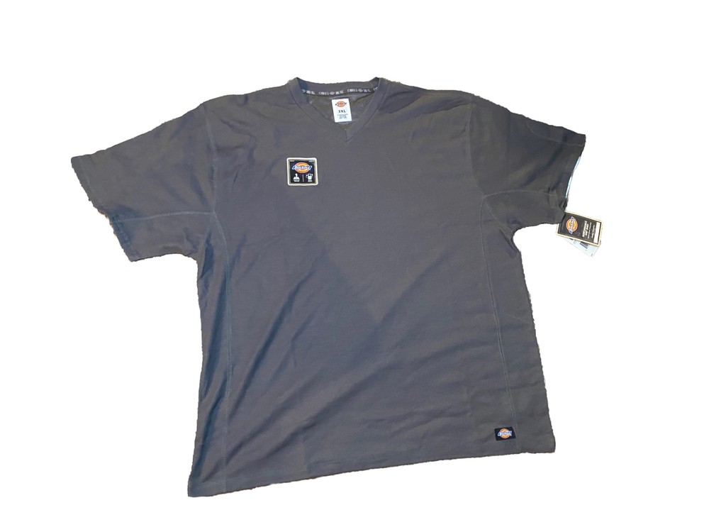 3XL Dickies Performance Knit Media Pocket Short Sleeve Gray V Neck Shirt 65-35