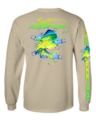 Salt Addiction Saltwater Dolphin Fishing Long Sleeve T Shirt Mahi Mahi Cotton